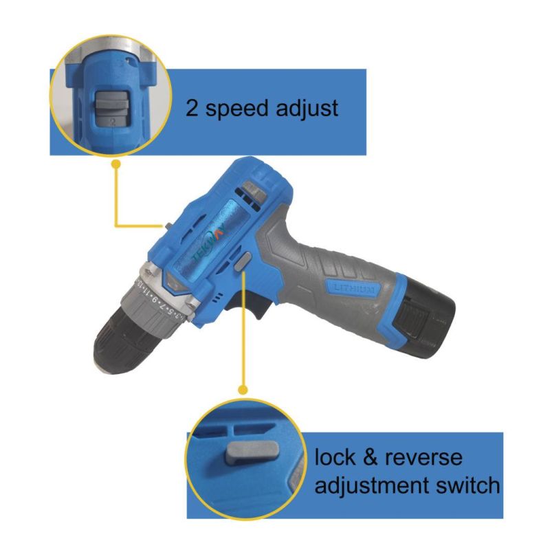 21V Max Power Cordless Drill Electric Impact Driver/Drill Kit with 2 Variable Speed