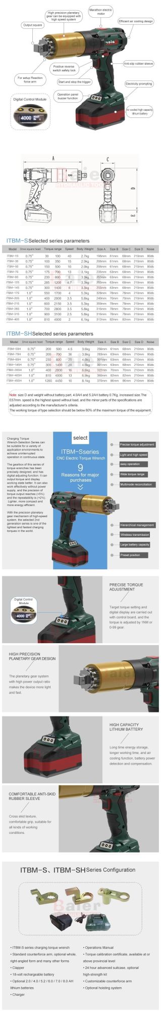 18V Lithium Battery High Precision Wrench Square Drive Cordless Wrench Torque Gun