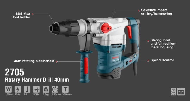 Ronix 40mm Model 2705 1600W High Power Tool Electric Rotary Hammer