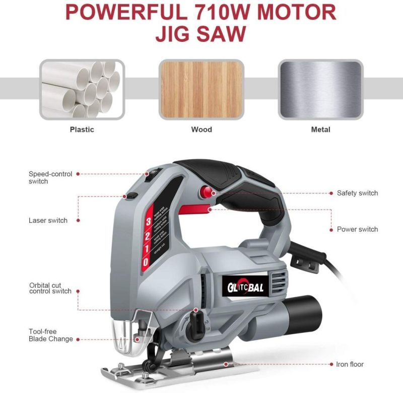 Stride Across Electric Jigsaw 710W with Variable Speed Settings