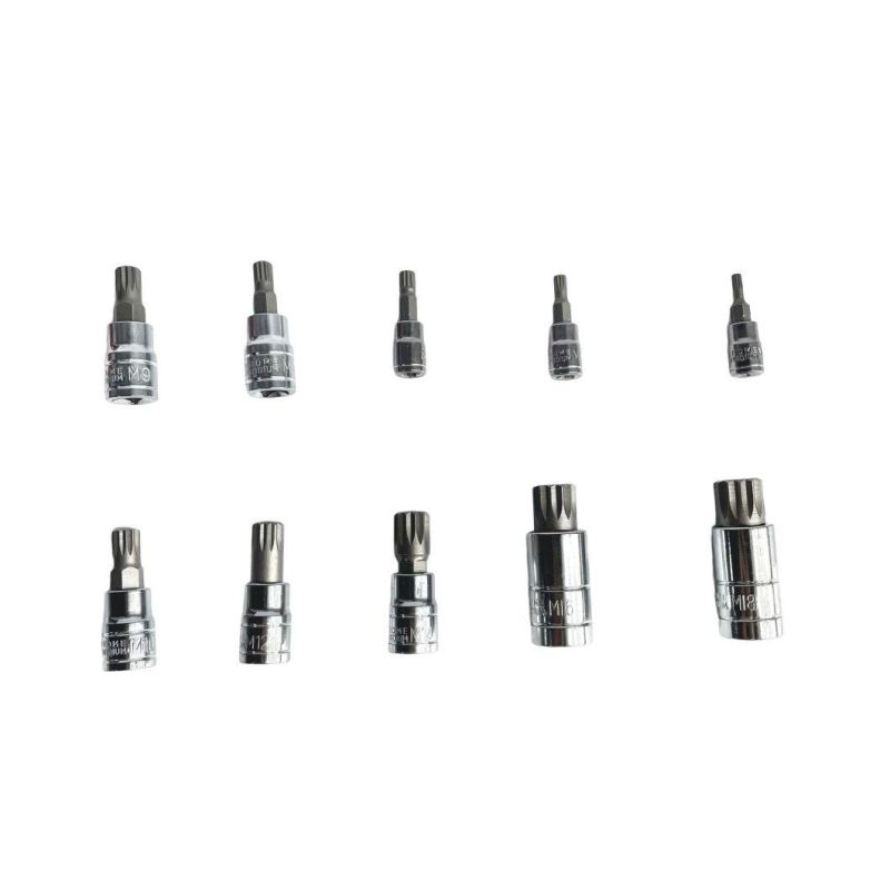 10PCS Tool Kit 1/4" 3/8" 1/2" Power Tools Hand Tools Accessories Cr-V Multipan Torx Socket Bit Set M4 M5 M6 M8 M9 M10 M12 M14 M16 M18