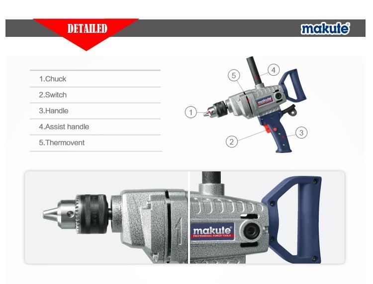 Makute Professional 13/16mm Electric Impact Drill with Double Handle