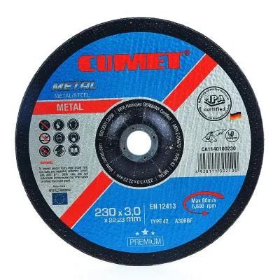 Cumet 9&prime; &prime; Cutting Wheel for Metal (230X1.9X22.2) Abrasive with MPa Certificates