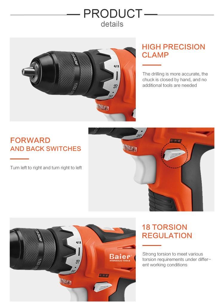 10.8V/12V DIY Cordless Drill with Two Speed / Lithium-Ion Battery / LED Light/ 0-400/1400rpm Drive for Distributor