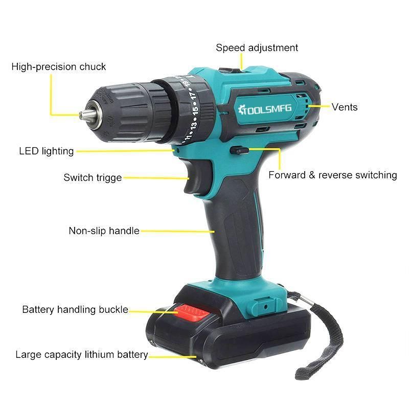Toolsmfg 20V Cordless Combi Hammer Electric Drill
