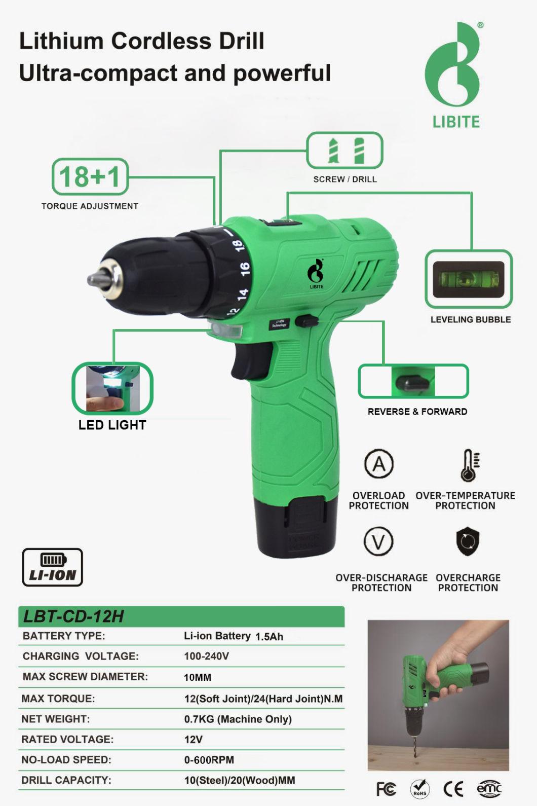 12V Li-ion Battery Power Cordless Drill