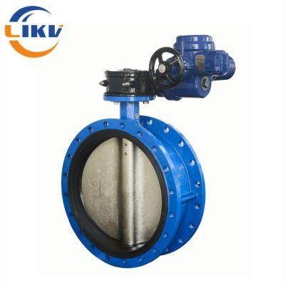 Industrial DN600 Pn10 Pn25 NBR Seat Electric Butterfly Valve Double Flanged Quick Open