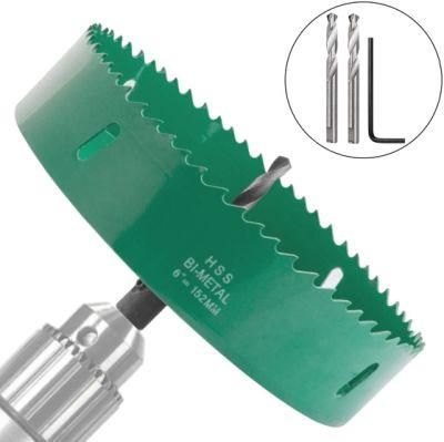 6 Inch Hole Saw, 152mm Corn Hole Drilling Cutter Heavy Duty Bi-Metal Steel Blade &amp; Hex Shank Drill Bit Adapter