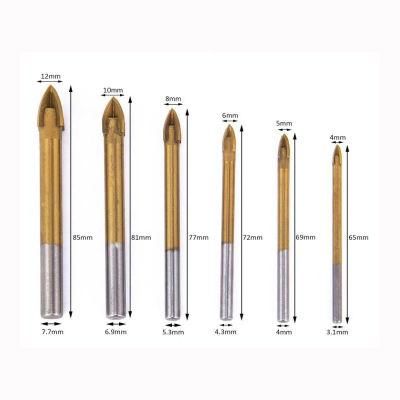 6PCS Titanium Coated Glass Drill Bits Set