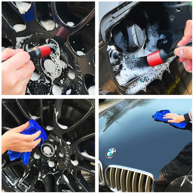 Cross-Border Supply of Car Cleaning Brush 8 Sets of Red Car Wash Cloth Car Beauty Cleaning Tools Spot