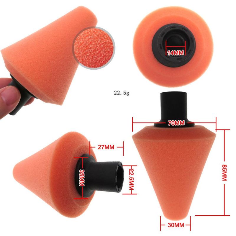 Cross-Border Supply 70mm Orange Chamfered Cone Car Polishing Sponge Car Wheel Cleaning Car Wash Sponge Brush