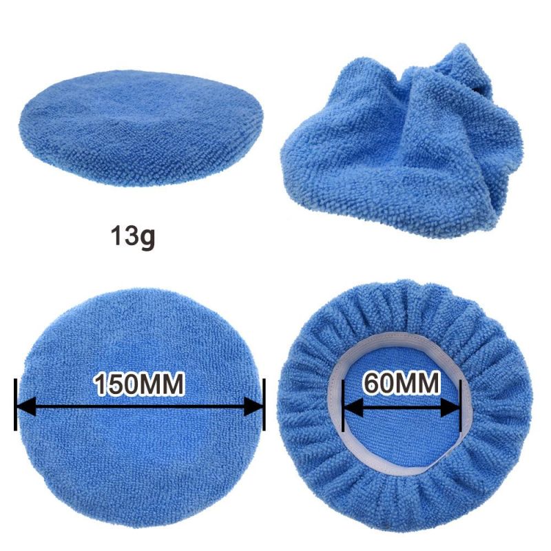 Cross-Border Supply 5-6 Inch Light Blue Car Waxing Cloth Microfiber Polishing Waxing Set Car Cleaning Beauty