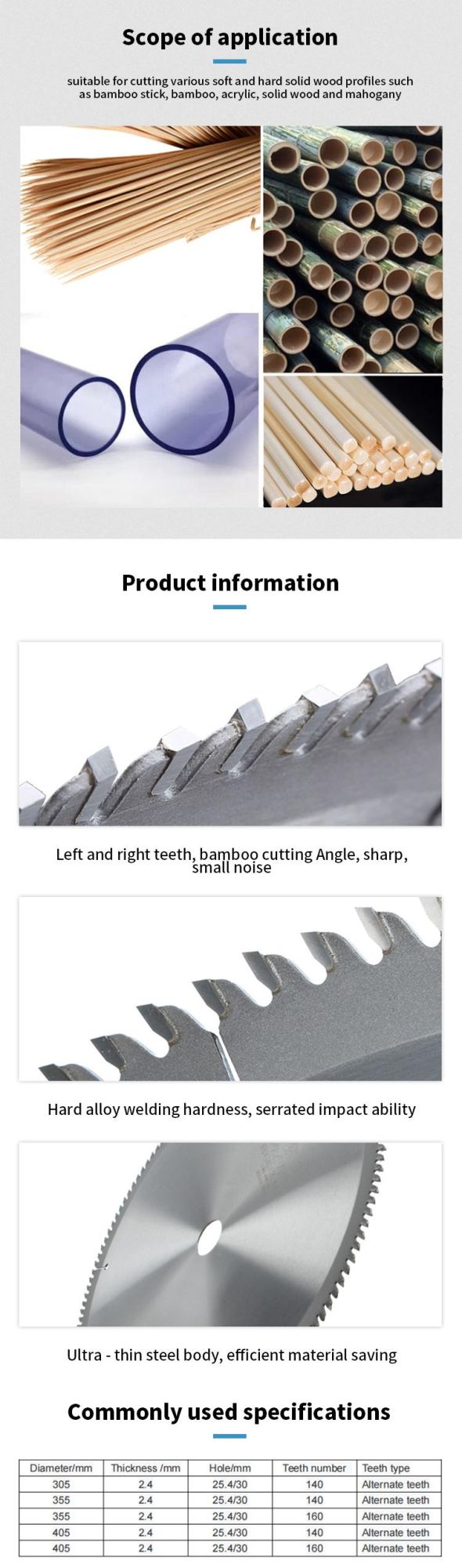 Bamboo Circular Sawmill Saw Blade Wooden Cutting Disc for Rubber Cutting