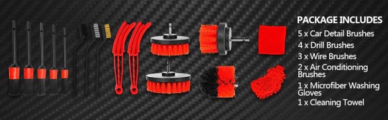 Cross-Border Supply Electric Cleaning Brush 16-Piece Car Air Conditioner Detail Brush Wheel Hub Electric Drill Brush Cleaning Cloth Set