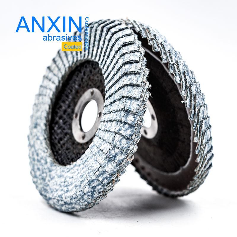 White Coated Aluminum Polishing Curved Edge Flap Disc 115X22mm