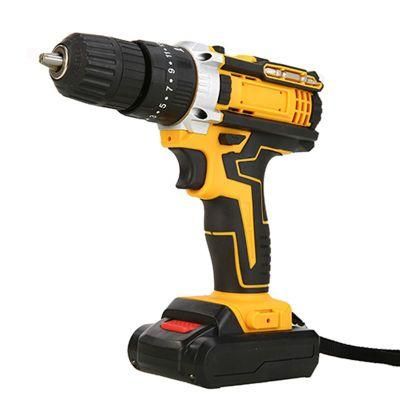 24V 4 Pole Motor 2000mAh Industrial Two Speed Electrical Powerful Cordless Drill Screwdriver with Hammer