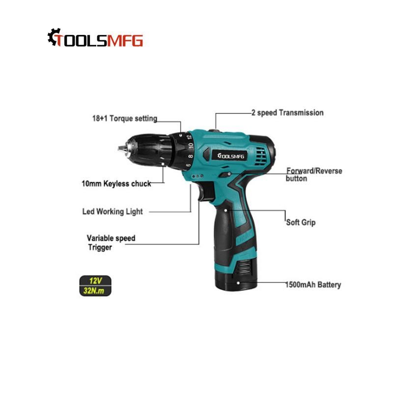 Toolsmfg 16.8V / 16V Hand Held Drill Electric Cordless Power Drill