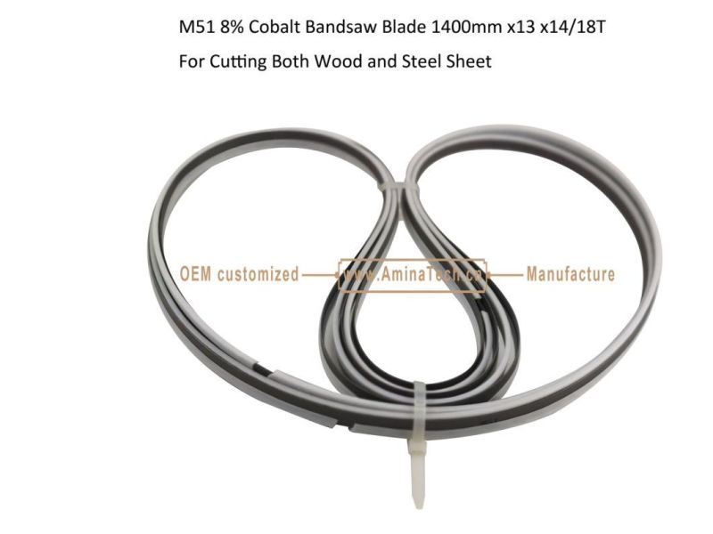 M51 8% Cobalt Band Saw Blade 1400mm x13 x14/18T For Cutting Both Wood and Steel Sheet