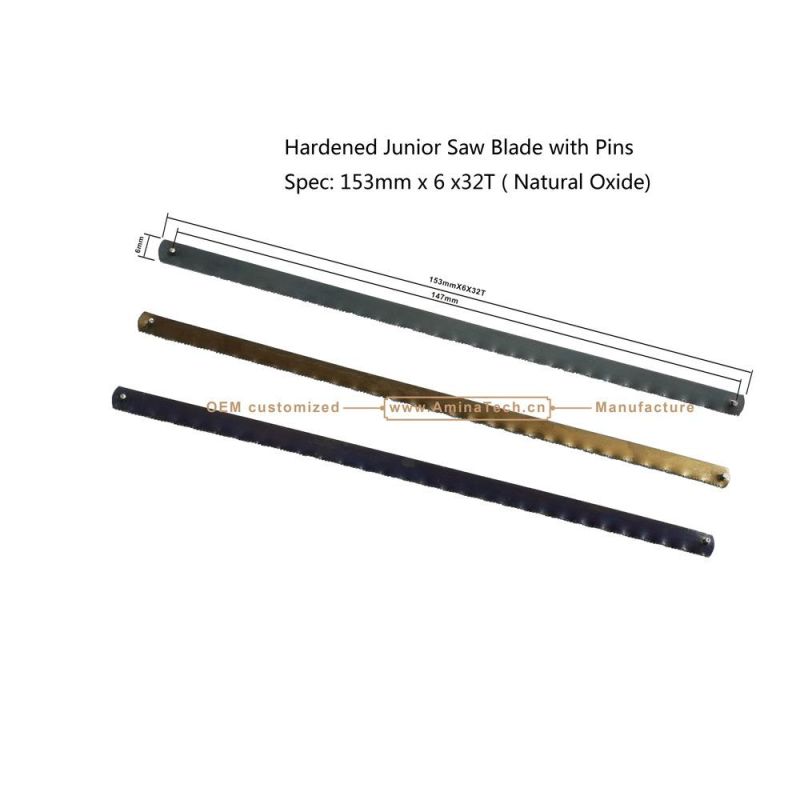 Hardened Junior Saw Blade with Pins Spec: 153mm x 6 x32T ( Natural Oxide),Hand Tools,Hand Saw