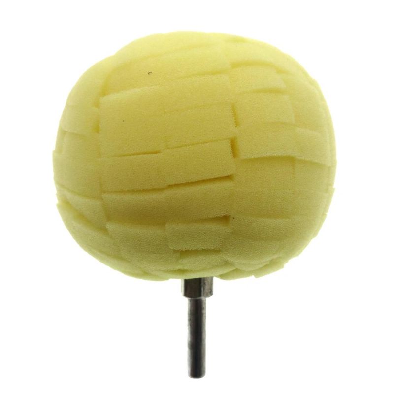 Cross-Border Supply 80mm Yellow Car Wheel Brush Sponge Ball Car Waxing Sponge Wheel Steel Ring Car Wash Sponge