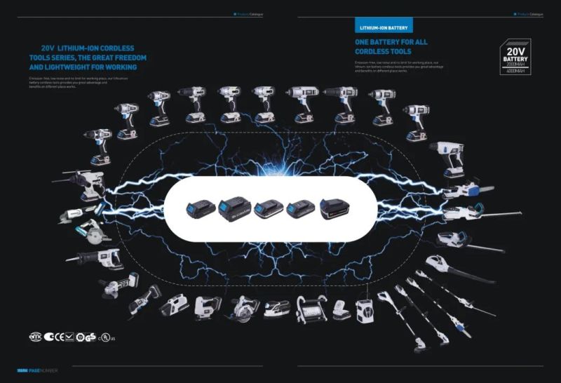 High-Quality 20V Lithium Brushless Cordless Drill Electric Tool Power Tool (2.0/4.0/6.0ah)