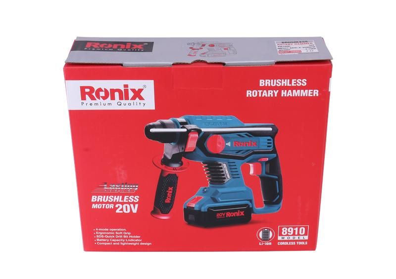 Ronix Model 8910 20V New Arrival Portable Cordless Brushless Rotary Hammer Drill Machine