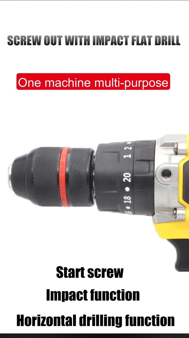 High Torque Impact Brushless Cordless Drill Interchangeable Battery
