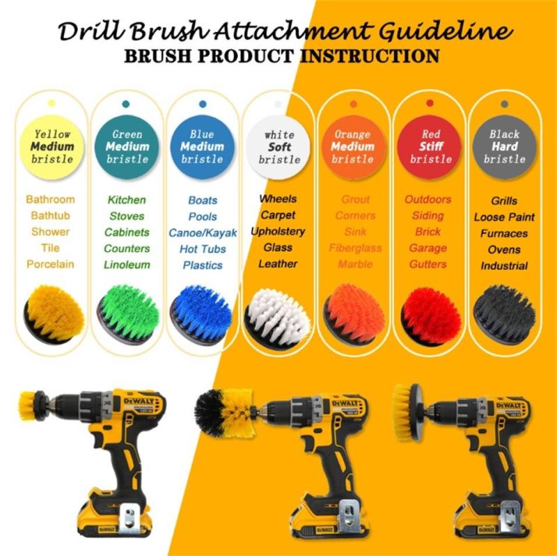 Electric Cleaning Brush 4 Pieces Set 2/3.5/4/5 Inches Car Washing Green Drill Brush Head in Stock dB0719