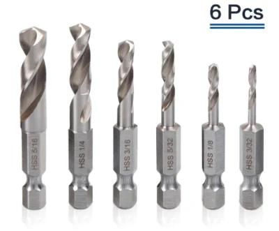 6PCS HSS Drill Bit with 1/4-Inch Quick Change Hex Shank
