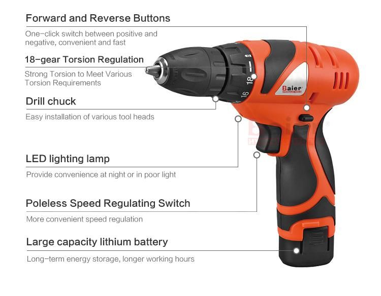 Rechargeable Lithium Battery Hand Drill Impact Hand Drill Electric Drill