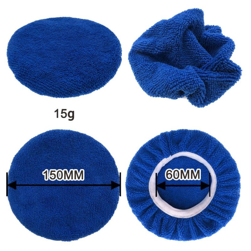 Cross-Border Supply 5-6 Inch Dark Blue Car Waxing Cloth Microfiber Polishing Waxing Set Car Cleaning Beauty