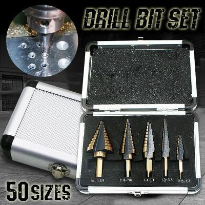 5PCS PRO HSS Step Cone Drill Titanium Steel Metal Hole Cutter Bit Set with Case