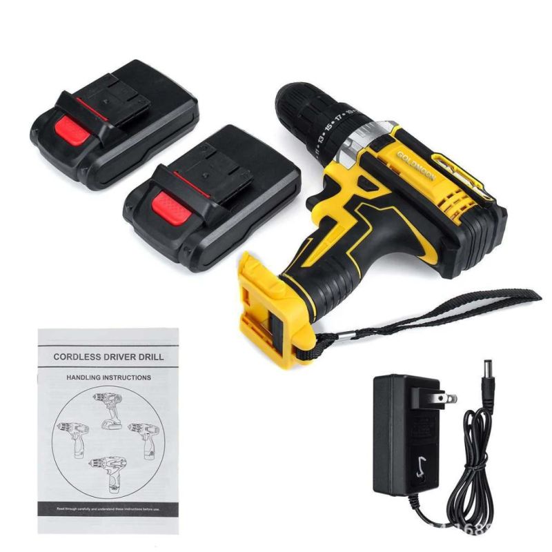 Goldmoon 18V Cordless Drill Electric Screwdriver Power Driver with 2-Speed Power Tools for DC Lithium-Ion Battery