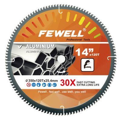 Premium Grade Fewell Brand 14inch 350*120t*25.4mm Circular Tct Saw Blade for Cutting Aluminum