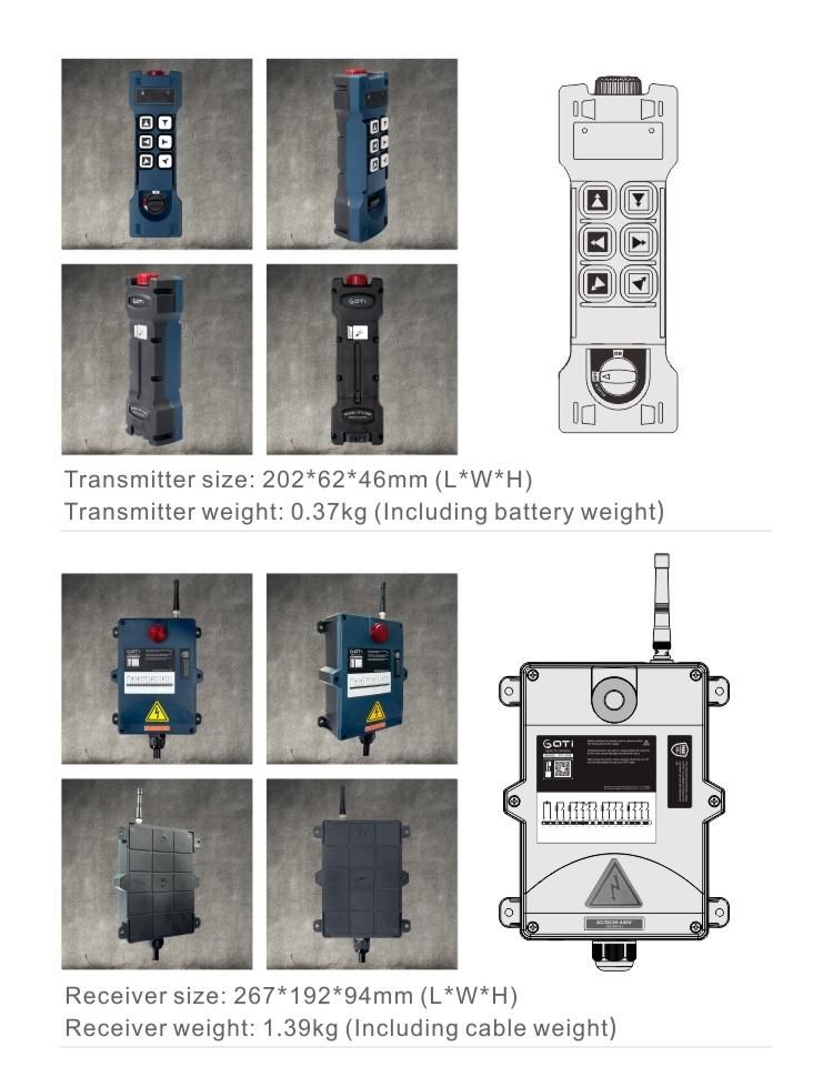 Gt-Ld06 2 Speed Buttons Industrial Wireless Crane Remote Control