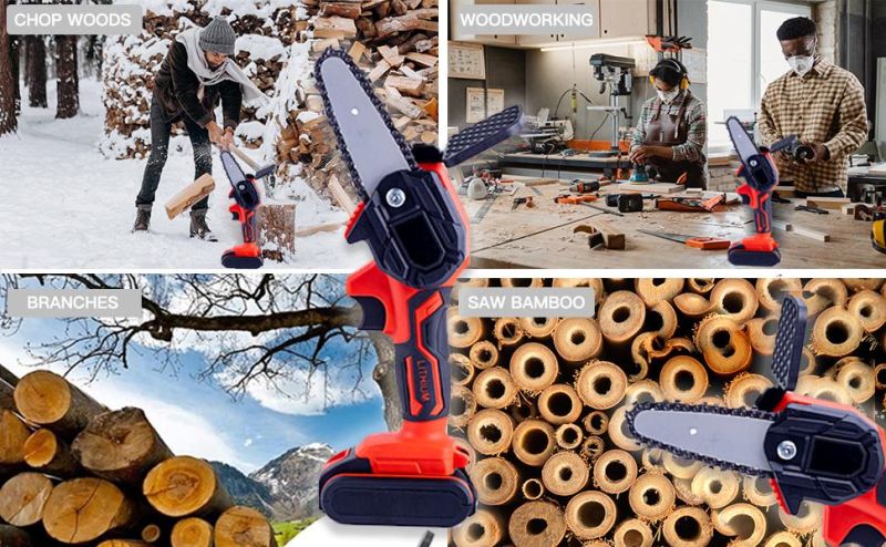 4 Inch Mini Cordless Portable Wood Chainsaw with Rechargeable Battery for for Trimming Tree and Branch