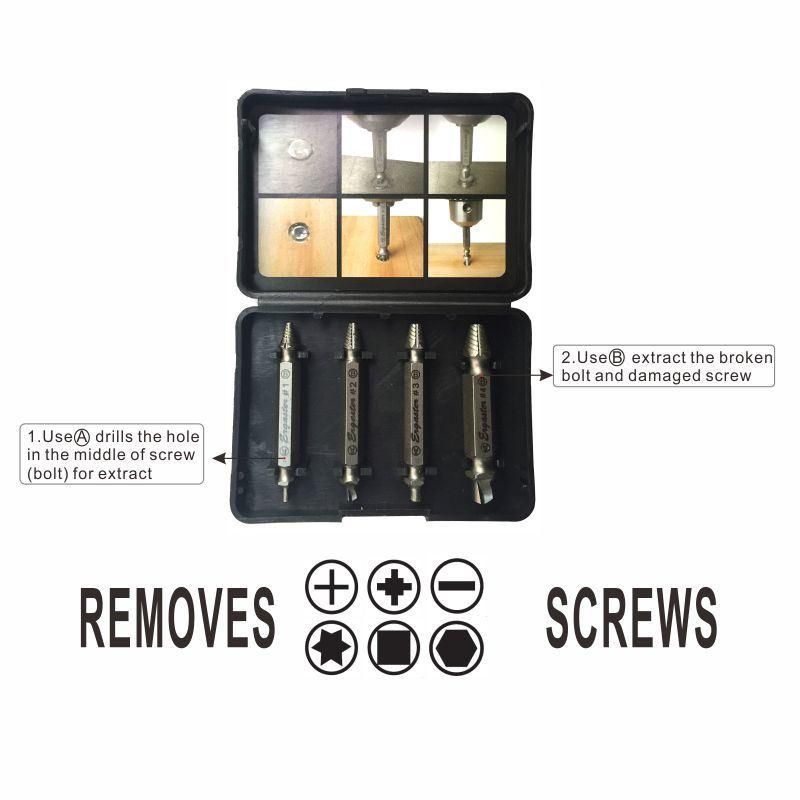 New 4 PCS Best Screw Extractor Kit with 2 Parts