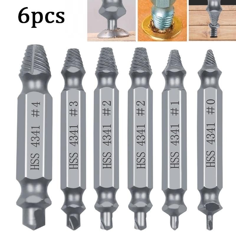 6PCS Damaged Screw Extractor Drill Bit Set Easily Take out Broken Screw, Bolt Remover Stripped Screws Extractor Demolition Tools