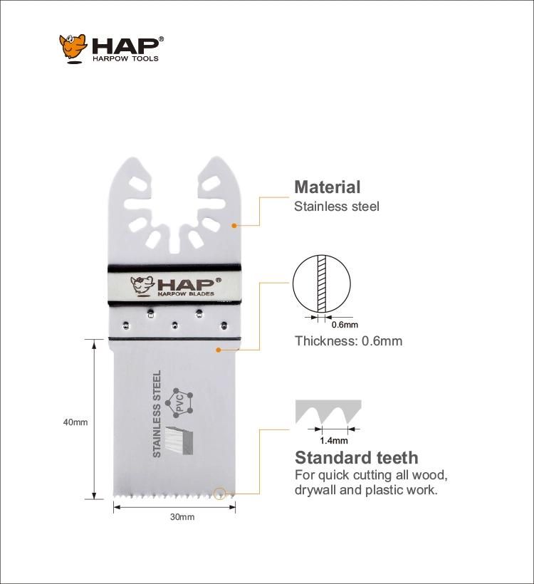 10mm 20mm 30mm Stainless Steel Oscillating Blade for Wood Plastic