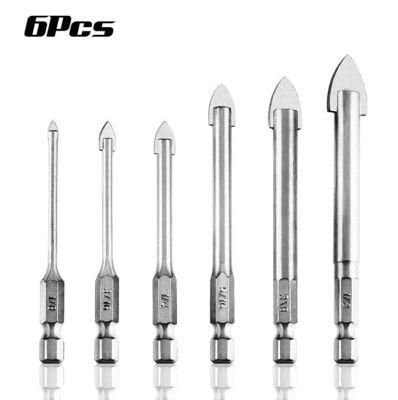 6PCS Tile Glass Drill Bits Set Spiral Slot