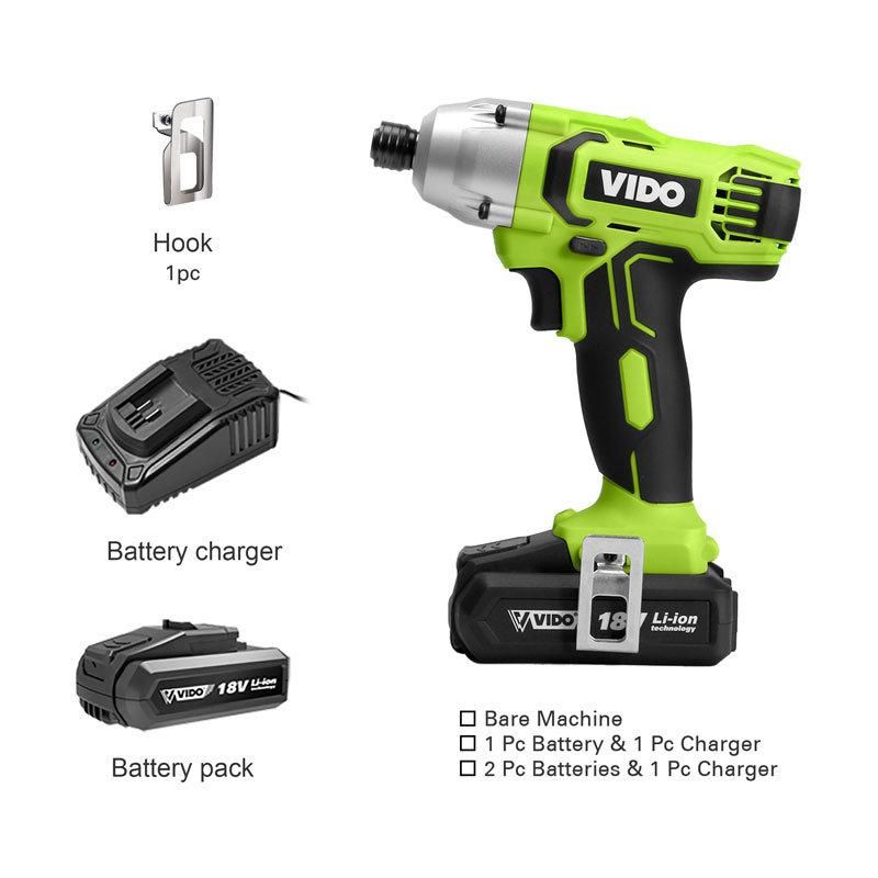 Vido Portable 1/4" 18V Cordless Impact Driver