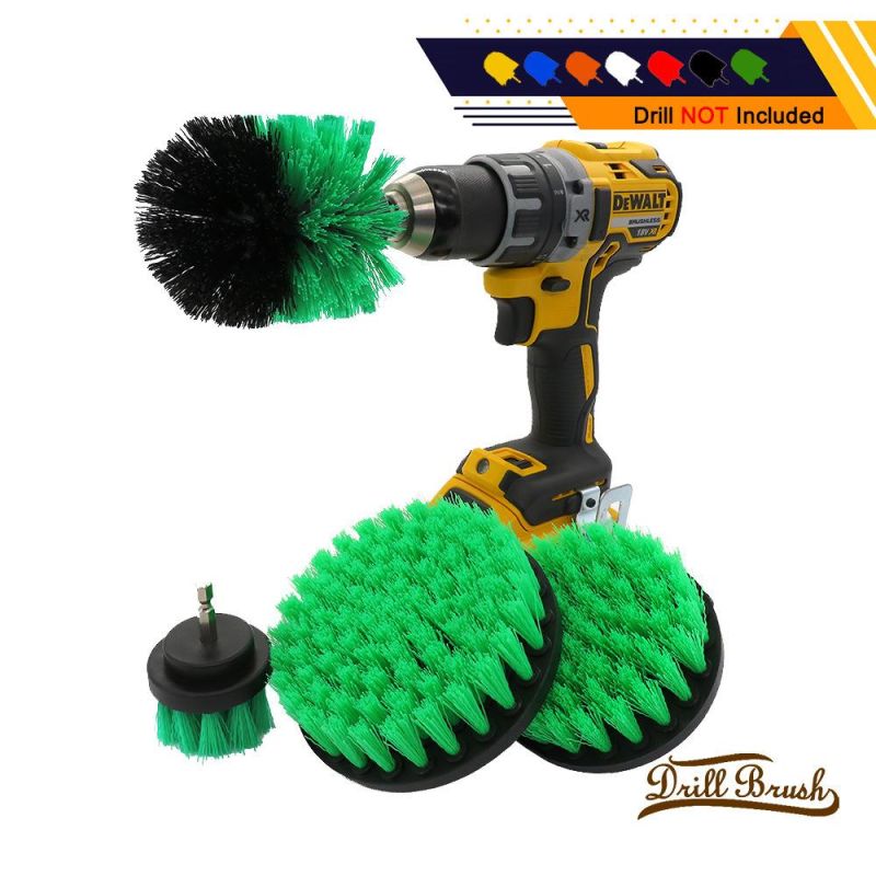 Electric Cleaning Brush 4-Piece Green Kitchen Cleaning Brush Car Beauty 2/3.5/4/5 Inch