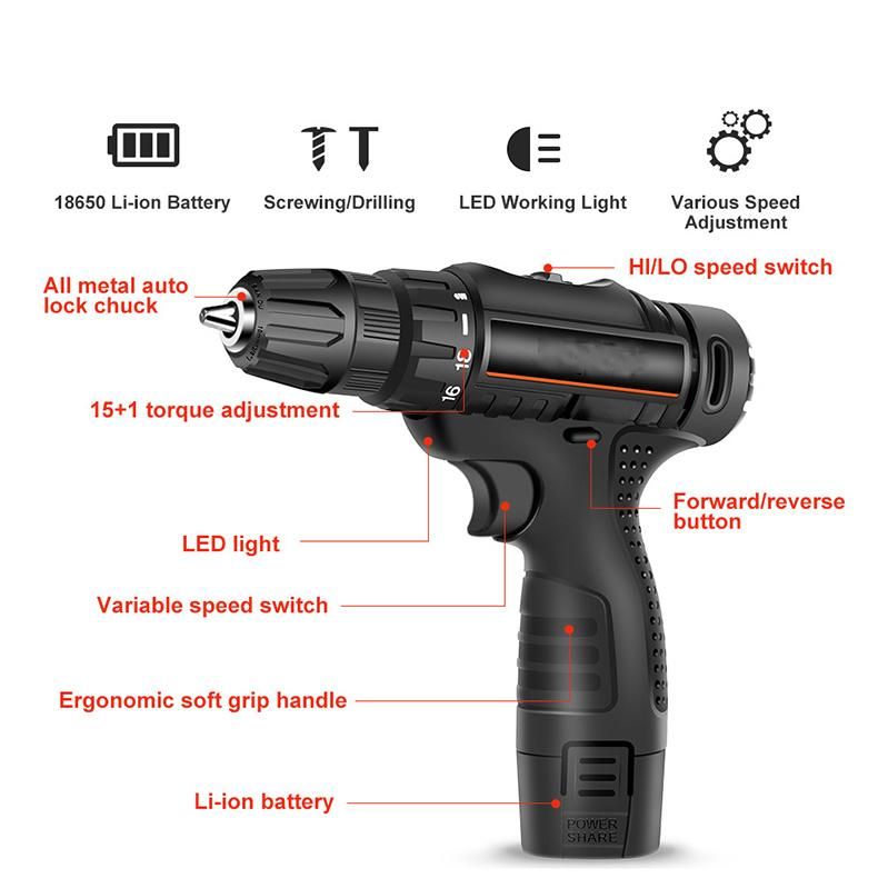 Electric Drill Nail Mini Cordless Machine Hand Battery Vertical Stand Bit Sharpener Lithium Kit High Power Drills