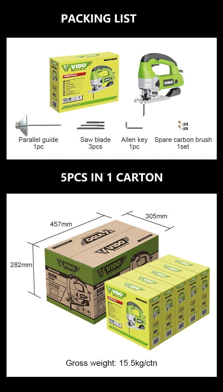Vido 650W Wood Working Cutting Adjustable Machine Electric Jig Saw