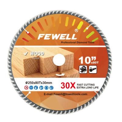 Premium Grade 250*2.8/2.0*80t*30mm Tct Circular Saw Blade for Wood Cutting