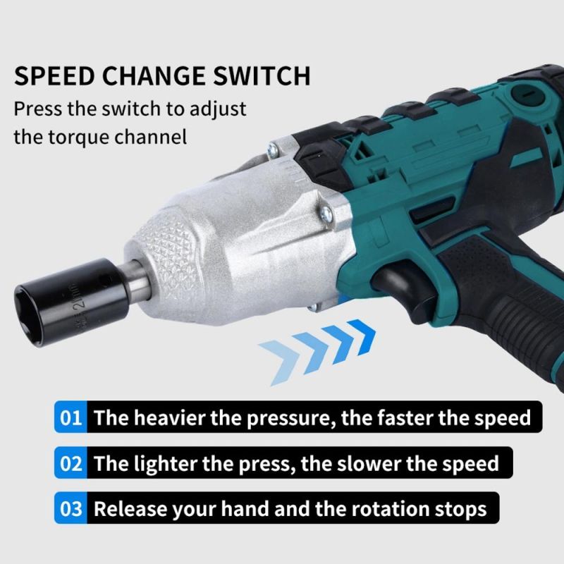 450W Wrench Driver ½ Inch Square Drive-320n. M Car Tool - Forward Reverse Setting Electric Impact Wrench with 4PCS Sockets (EIW014)