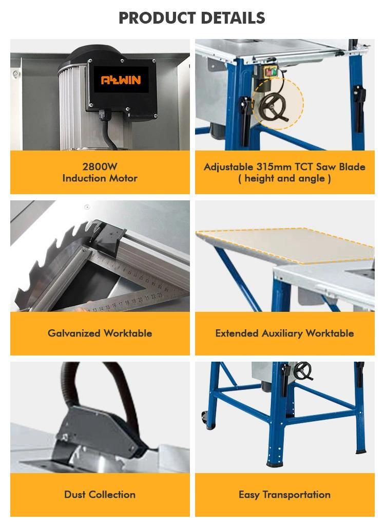 Retail 400V 2.8kw 315mm Wood Cutting Table Saw with Sliding Table