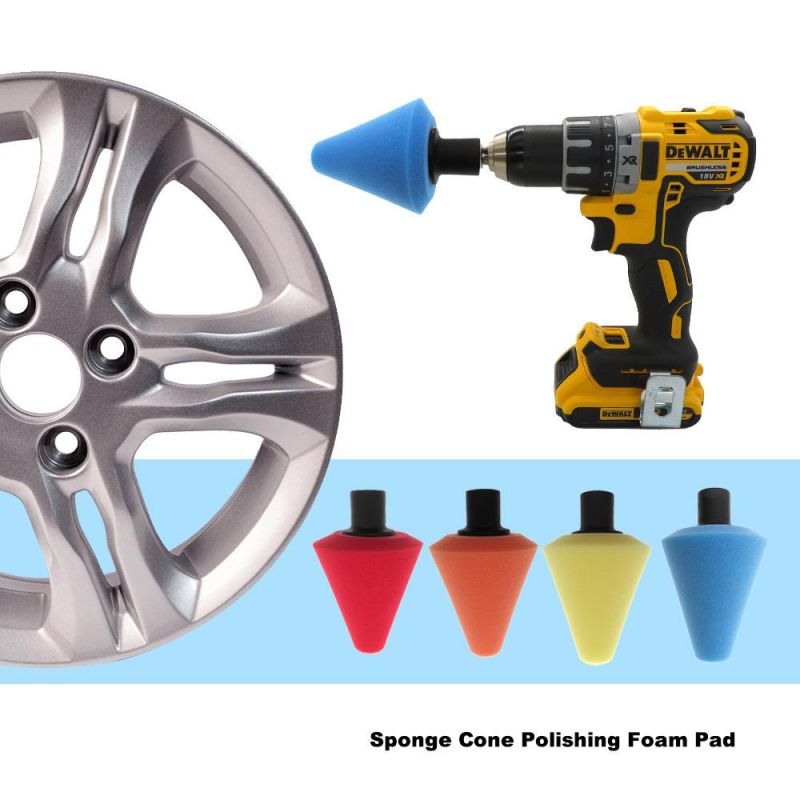 Cross-Border Supply 70mm Red Chamfered Cone Car Polishing Sponge Car Wheel Cleaning Car Wash Sponge Brush