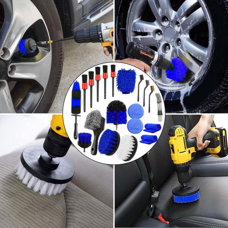 Cross-Border Supply Car Beauty Cleaning Tool 20 Sets of Car Interior Cleaning Detail Brush PP Electric Drill Brush Head