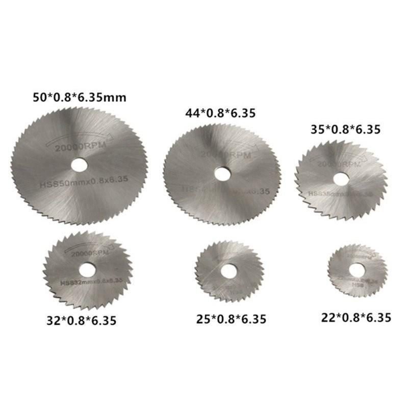 7PCS HSS Rotary Tools Mini Circular Saw Blades Cutting Discs Set High Quality Drill Mandrel Cutoff Cutter Power Tools Multitool